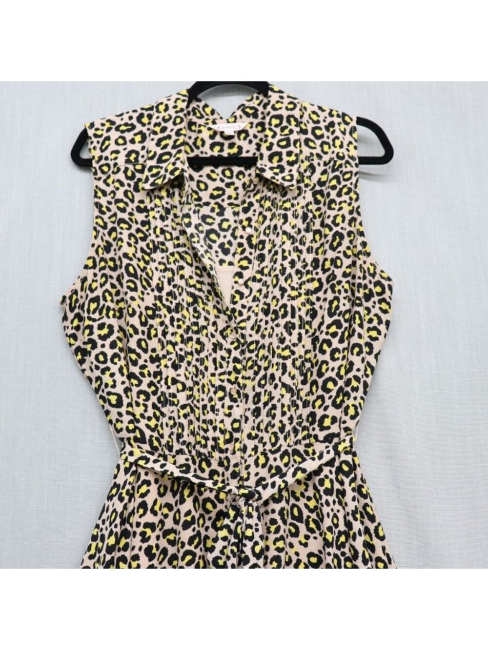 Nanette Lepore Leopard Print Pintuck Midi Dress 16 XL Sleeveless Fit & Flare - Picture 5 of 14